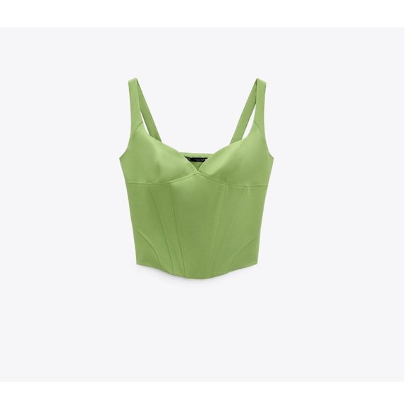 Zara Tops - ZARA Bustier Corset Crop Top 7385 018 Green Size Large